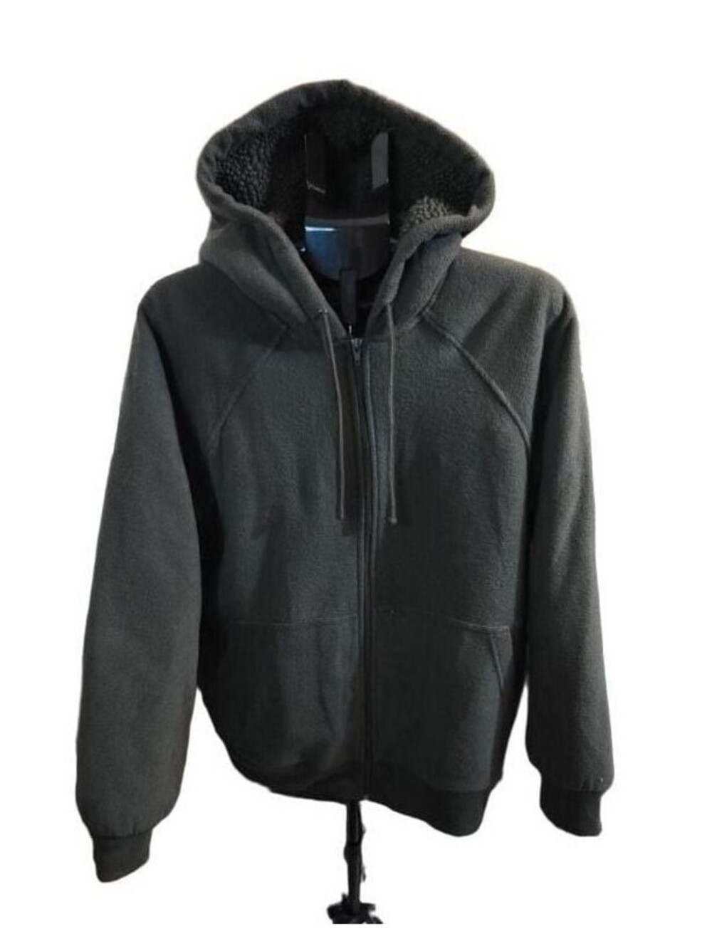 St. John's Bay Men's Dark Green Sherpa-Lined Full-Zip Fleece Hoodie
